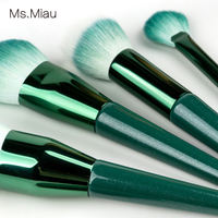 Belleza Luxury Bright Green Makeup Brush Set Fully Functional Professional Tools