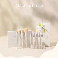 Classic White Vegan Fiber Hair Makeup Brush Professional Set Beginner Recommended 12 Pieces Set