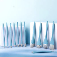 New Elegant Blue Rubber Handle Fiber Hair Makeup Brush Set