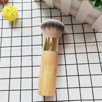 Wooden Handle Fiber Hair Portable Single Kabuki Powder Brush
