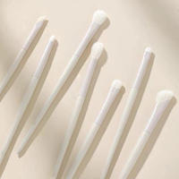 Classic White Fine Light Front Wool Natural Animal Hair Eye Makeup Brush Set 7 Pieces
