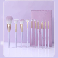 Gentle Sweet Purple Wooden Handle Fiber Hair Makeup Brush Set Fashion Design