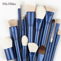 2024 Luxury Mysterious Ocean Blue Customized Aluminum Handle Makeup Brush Set