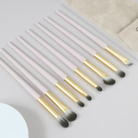 Simple Solid Color Eye Detail Makeup Brush Set 8 Pieces Wooden Handle Beauty Tools